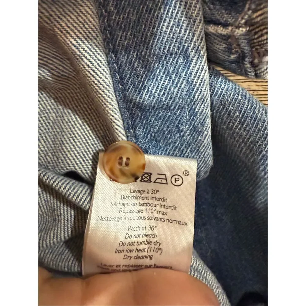 Sézane Denim Mini Short-Sleeve cotton Ana Shirt Dress oversized size 34 - Picture 6 of 9